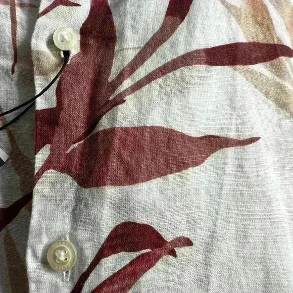 Perry Ellis linen floral print long sleeve button down shirt untucked size M new - Picture 2 of 11